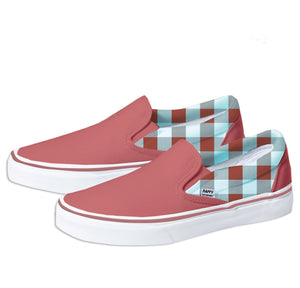 Gingham Slip-on Sneakers in Maroon