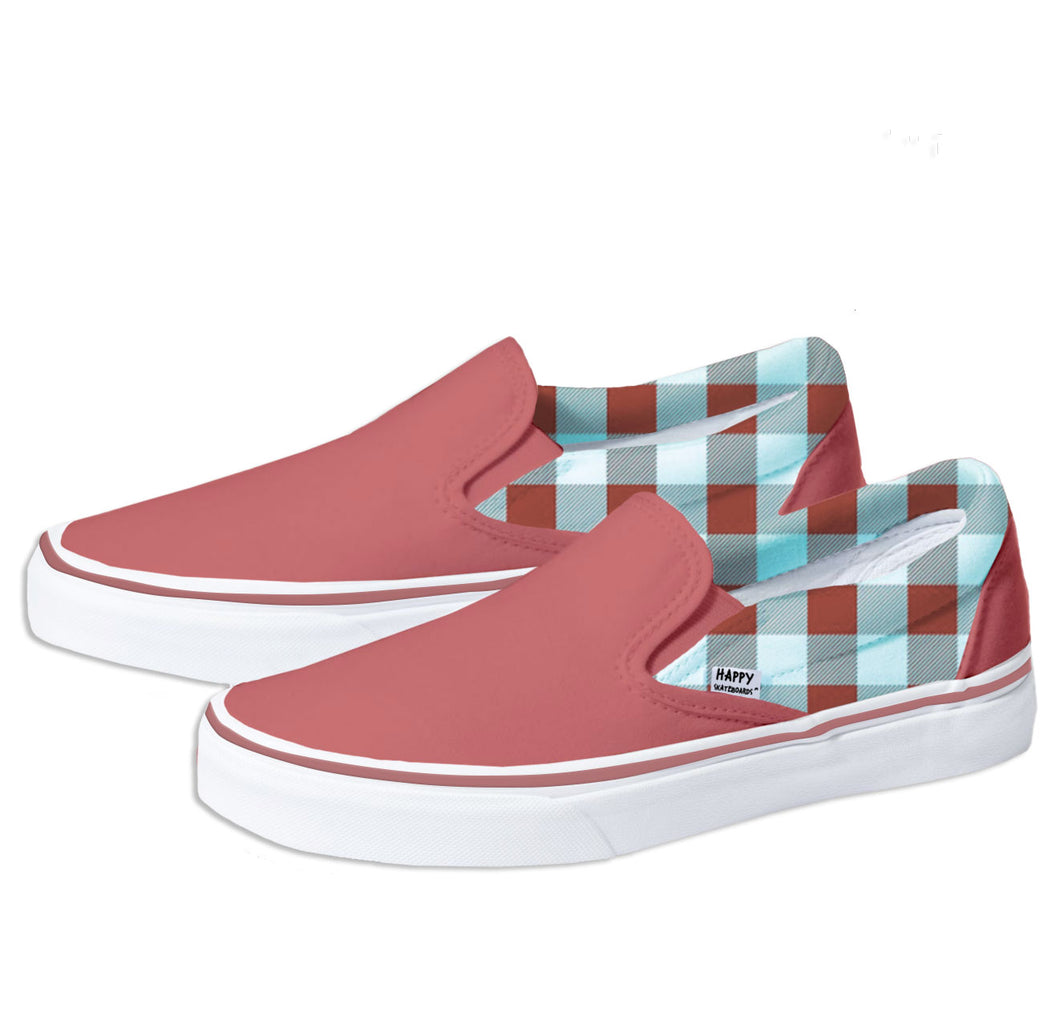 Gingham Slip-on Sneakers in Maroon